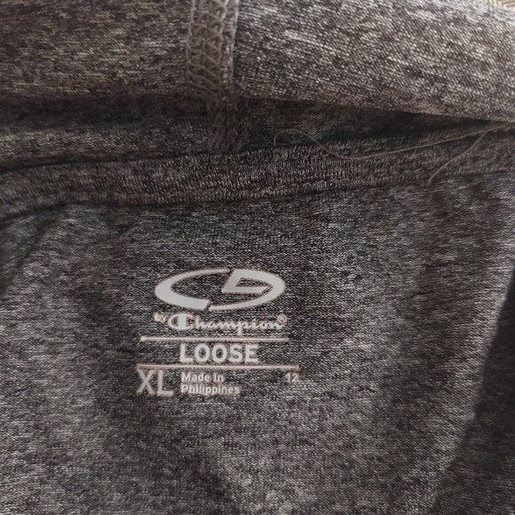 Champion Hoodie Sweater 'Loose' Drawstring Ruched Cuffs Gray Size XL - Picture 4 of 6